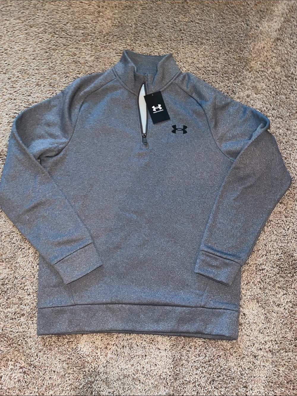 NWT Under Armour Heather Gray Quarter-Zip Pullover size medium